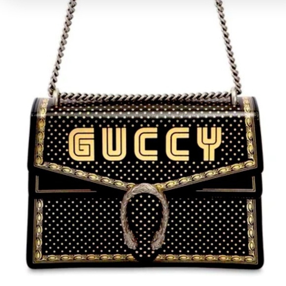 Authentic Gucci GUCCY Dionysus Black and Gold Star Shoulder Bag
